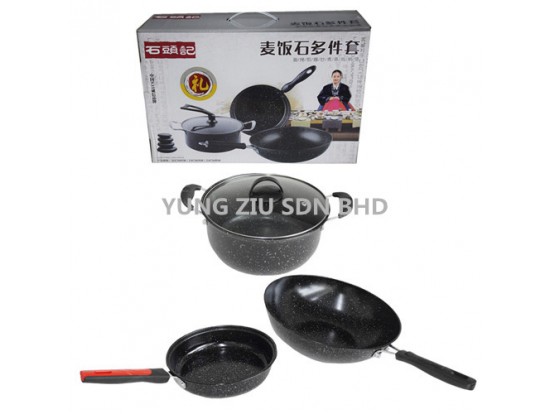 3PCS POT SET(30CM WOK 24CM SOUP POT 24CM FRYING PAN)